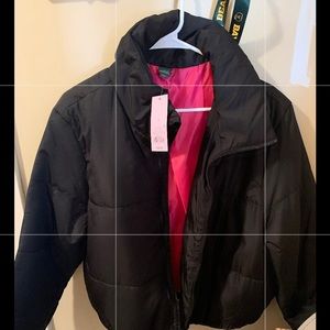 Juniors black puffy jacket.